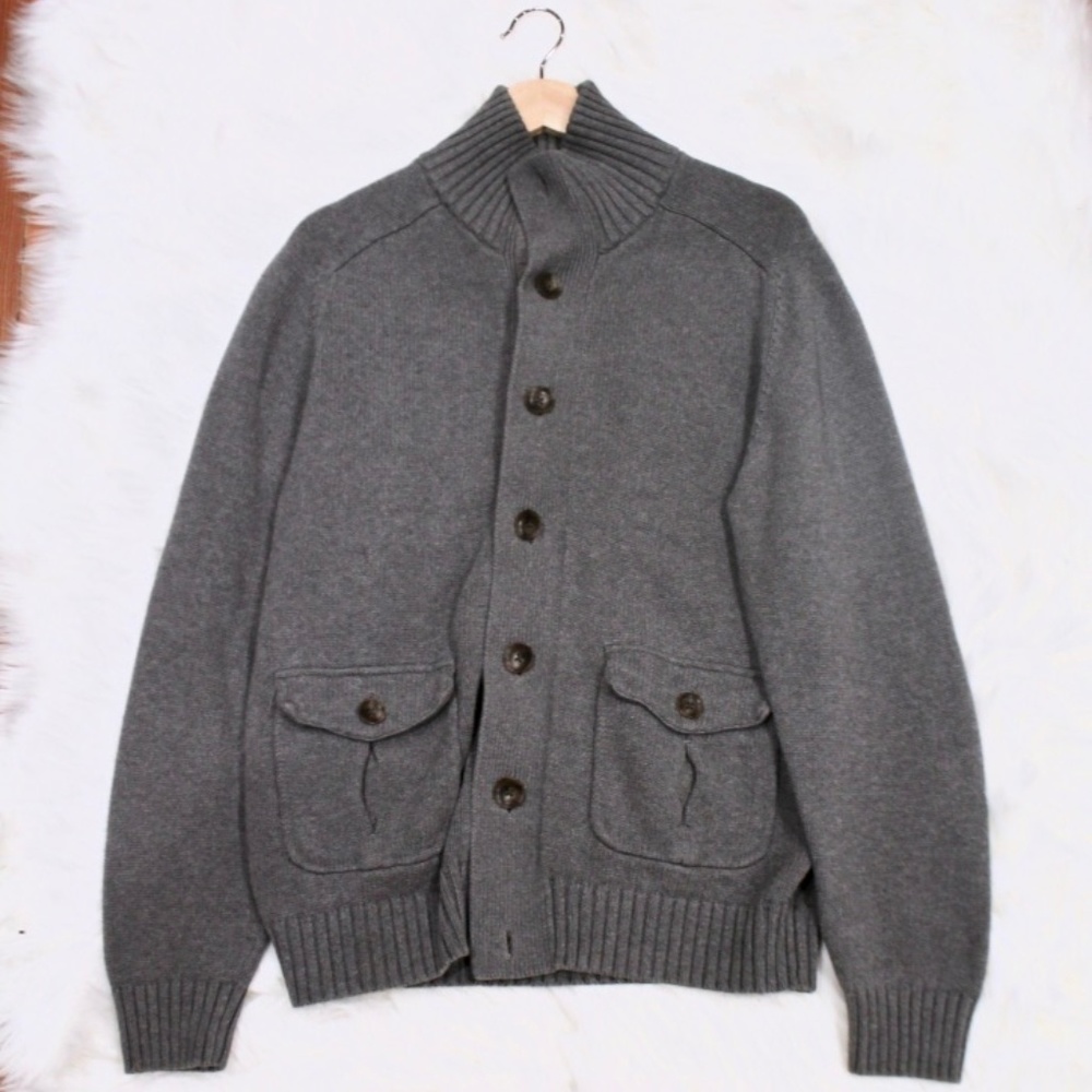 GAP Grey Button Down Cotton Cardigan Sweater M